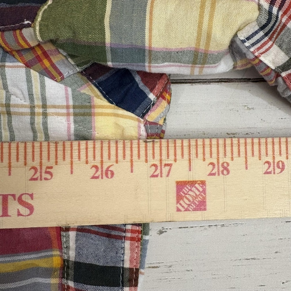 Orvis Madras Patchwork Shirt Mens XL Multicolor Plaid Short Sleeve Cotton - Picture 6 of 7